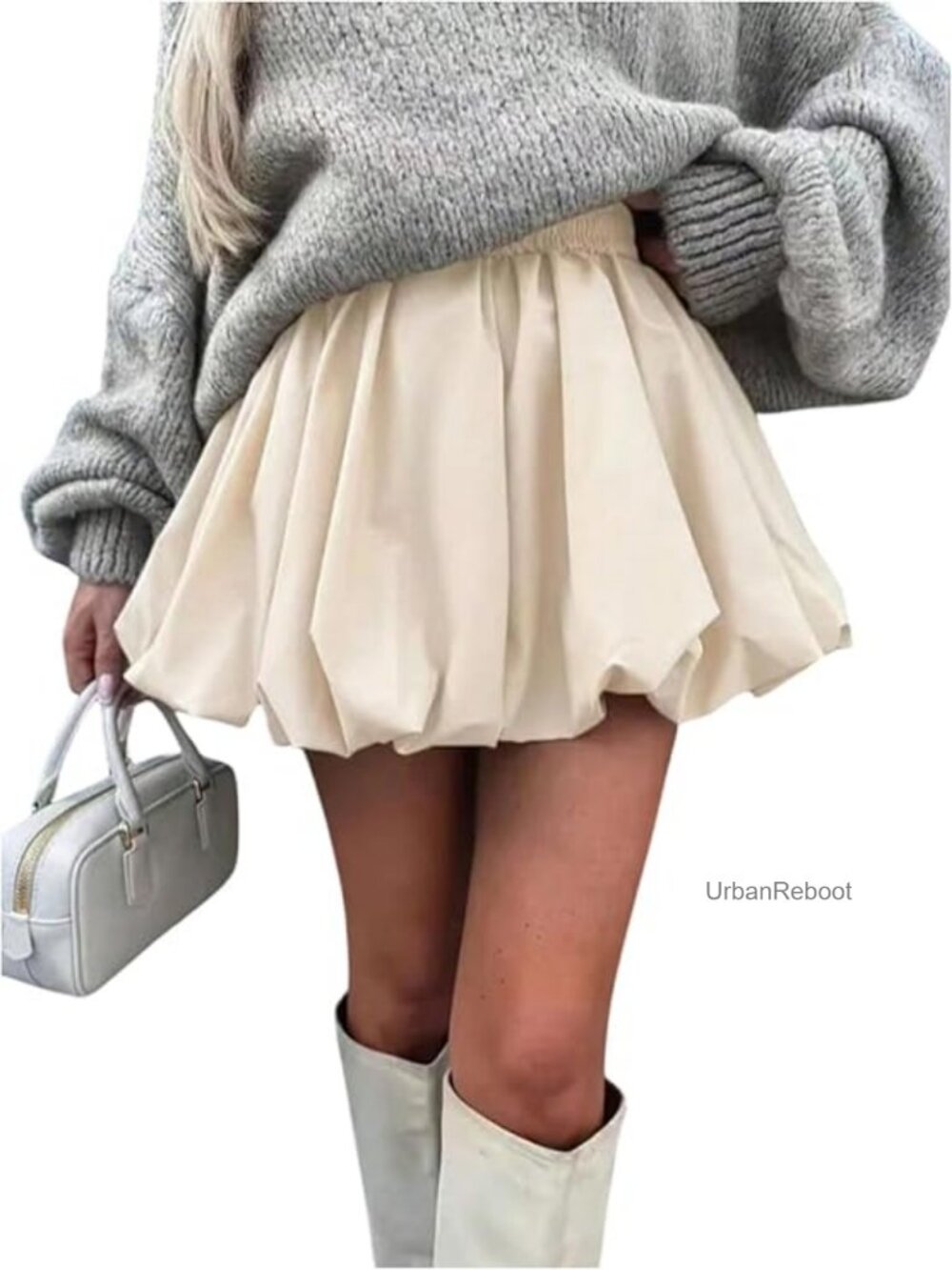 Y2k Bubble Short Skirt Elastic Waist Pleated Hem Puffy Trendy Going Out Mini - Picture 1 of 3